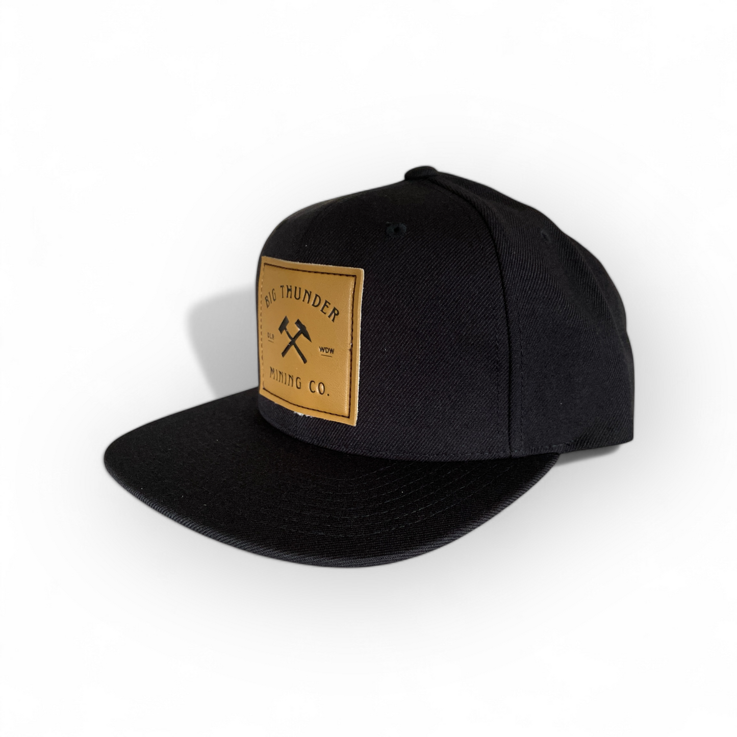 Thunder Mining Co. Faux Leather Patch Hat- Premium Flat Bill Snapback