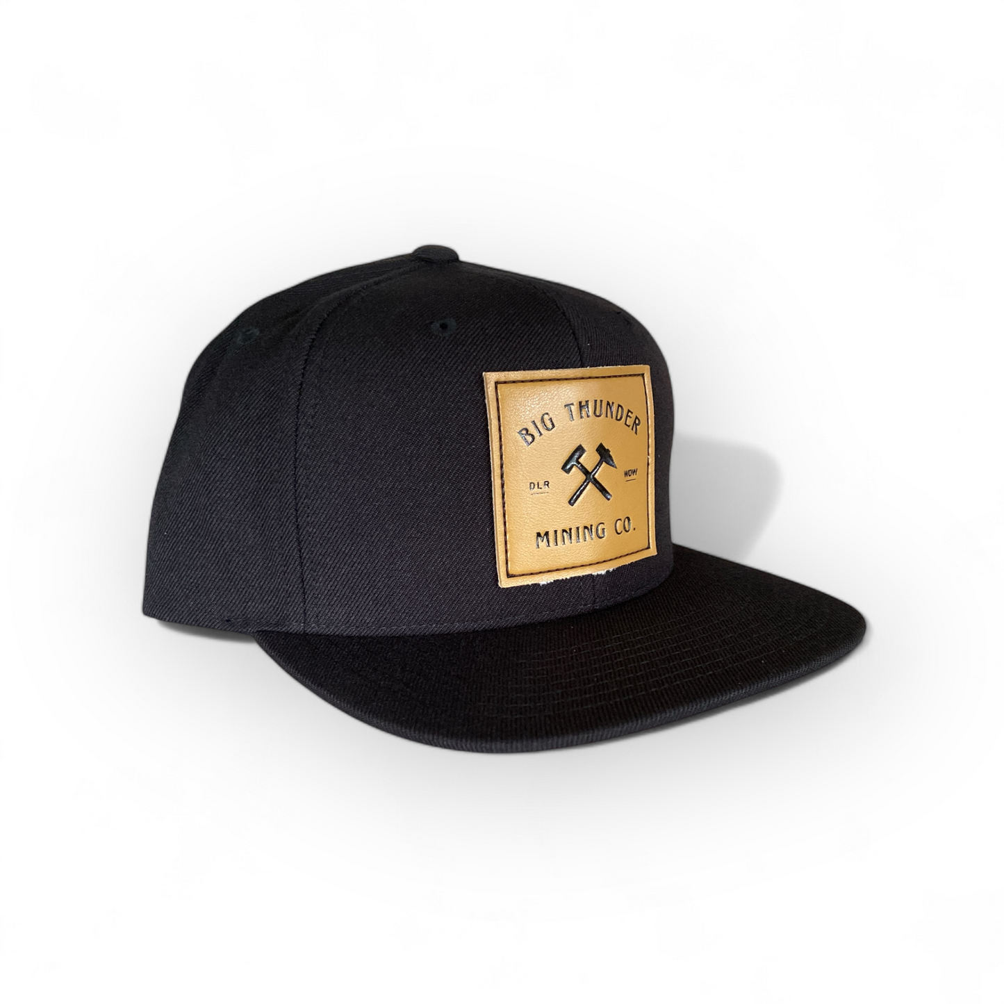 Thunder Mining Co. Faux Leather Patch Hat- Premium Flat Bill Snapback