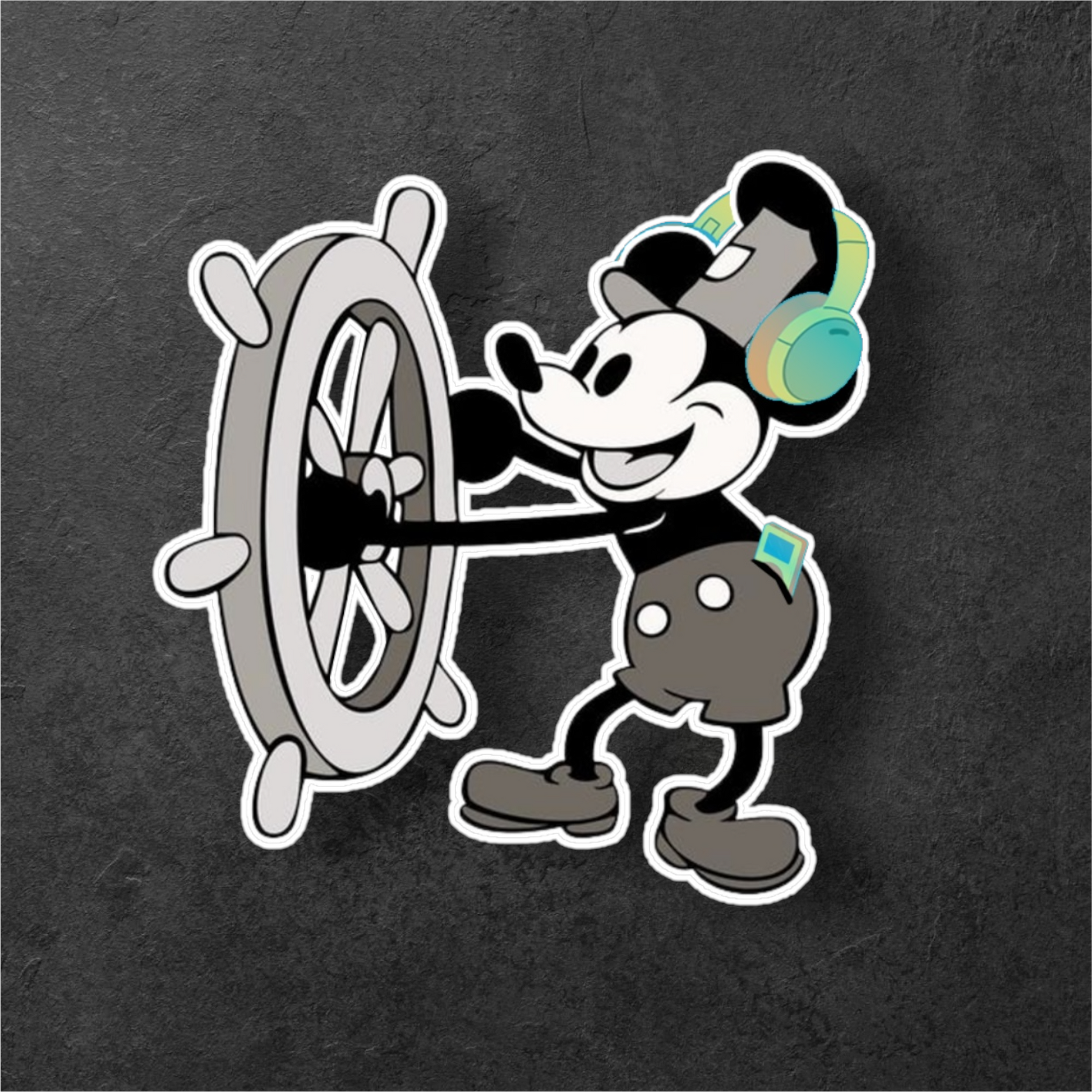 dj steamboat willie decal for car or water bottle